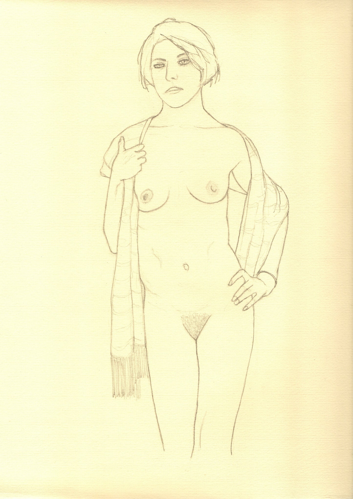 Standing Female Nude with Shawl (2015)