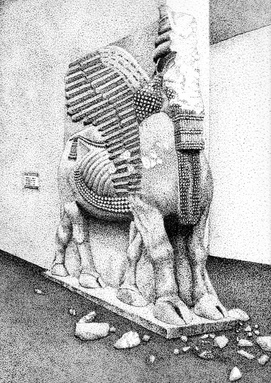 Defaced Assyrian statue (2018)