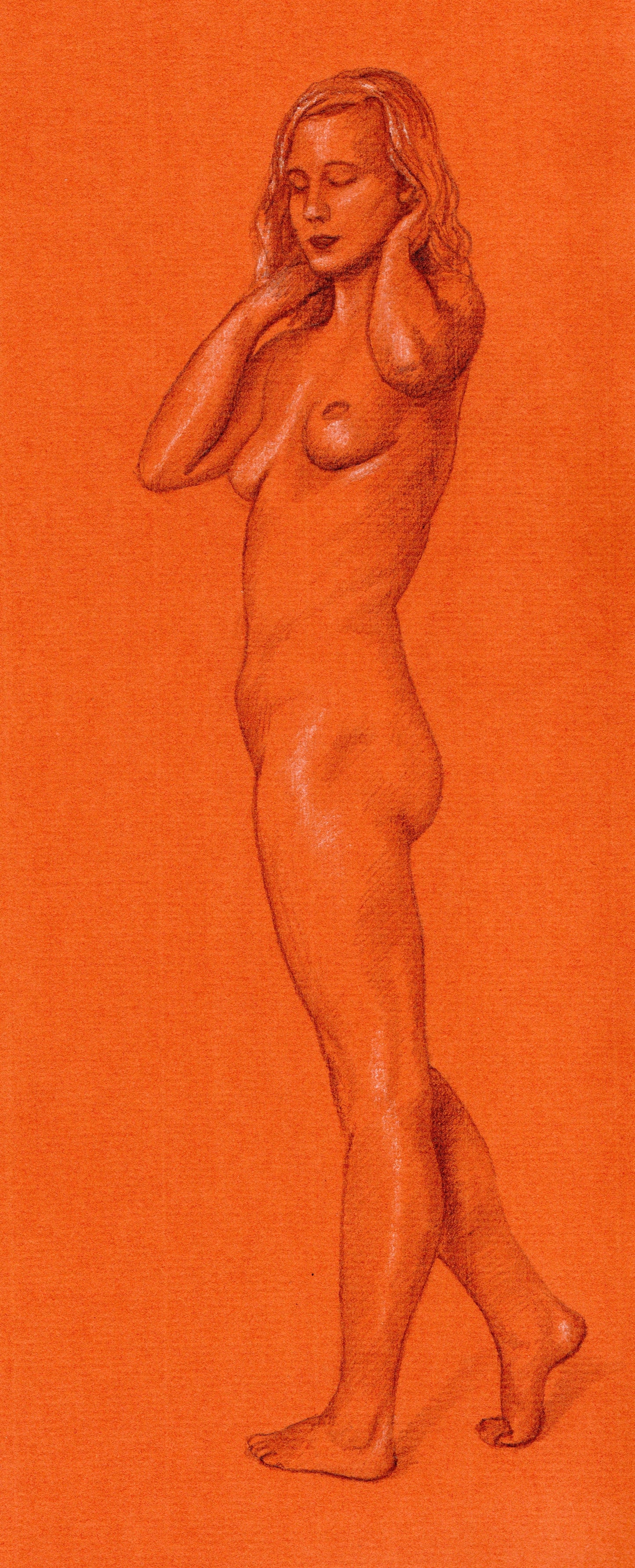 Standing Female Nude, Hands Behind Head (2018)