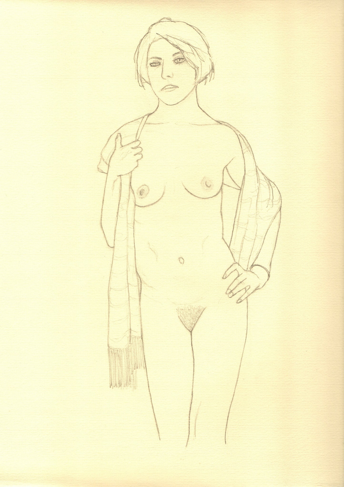 Standing Female Nude with Shawl (2015)