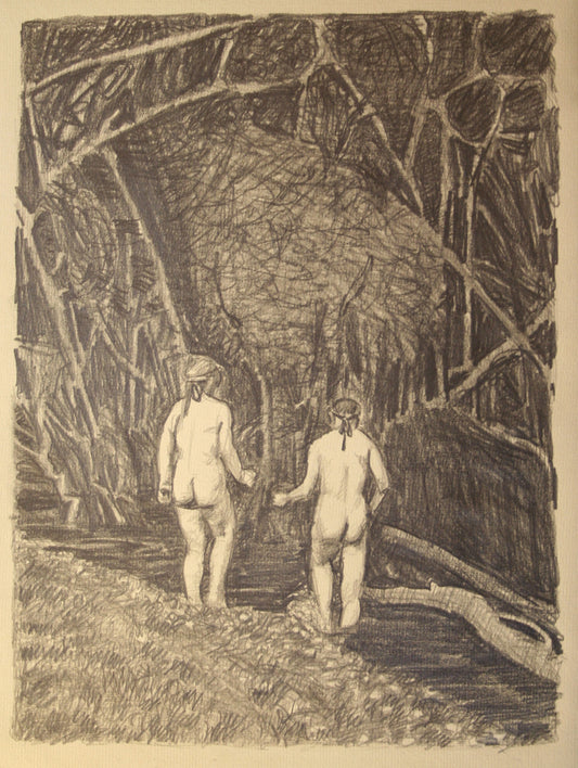Two Nude Women Entering a River (2021)