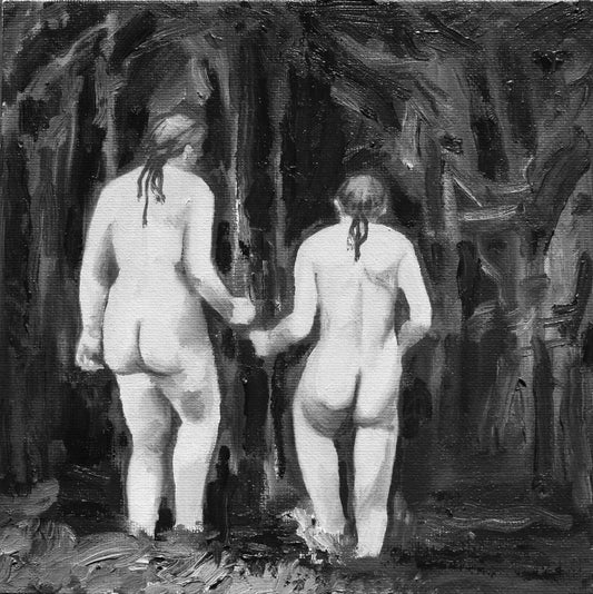 Two Nude Women Entering a River (2021)