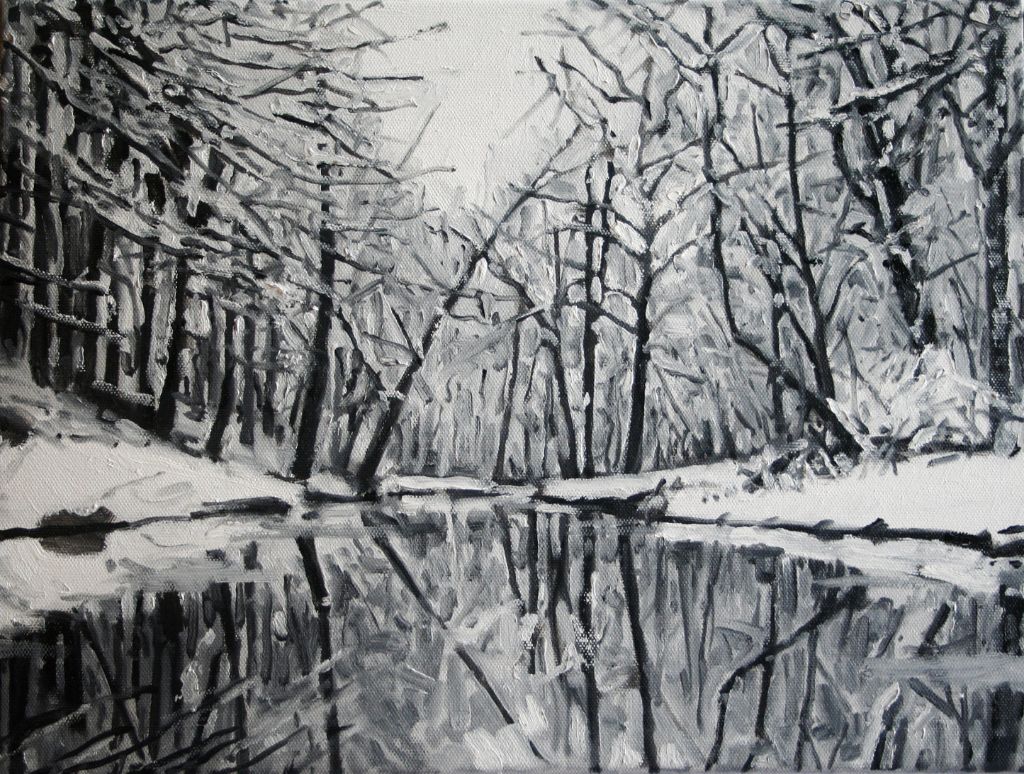 Trees in Snow with Pond (2019)